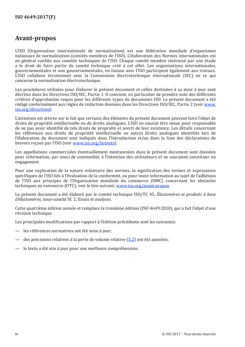 ISO 4649:2017 ISO 4649:2017 - Caoutchouc vulcanisé ou thermoplastique — Détermination de la résistance à l'abrasion à l'aide d'un dispositif à tambour tournant/4/2017 - Page 4 preview