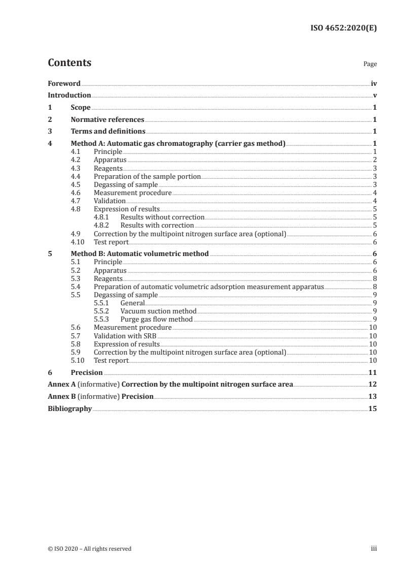ISO 4652:2020 ISO 4652:2020 - Rubber compounding ingredients — Carbon black — Determination of specific surface area by nitrogen adsorption methods — Single-point procedures/23/2020 - Page 3 preview