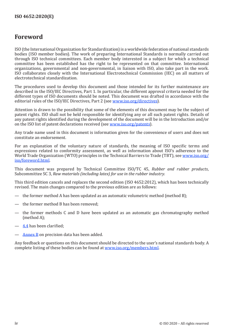 ISO 4652:2020 ISO 4652:2020 - Rubber compounding ingredients — Carbon black — Determination of specific surface area by nitrogen adsorption methods — Single-point procedures/23/2020 - Page 4 preview