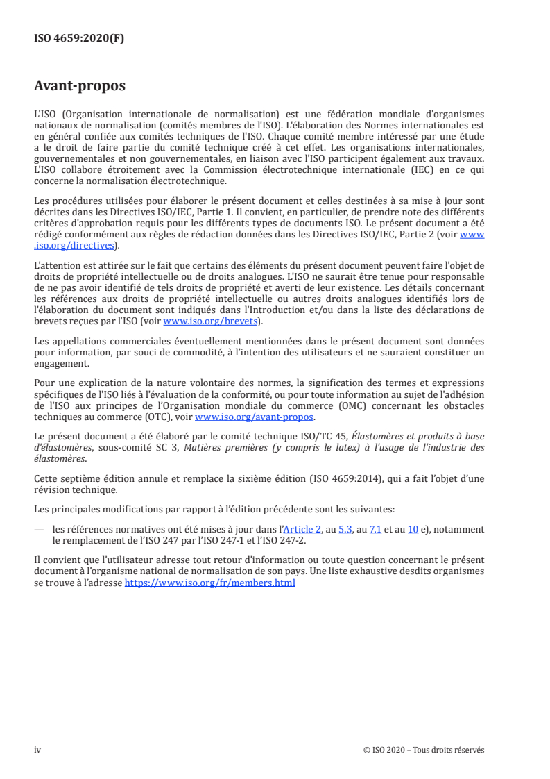 ISO 4659:2020 ISO 4659:2020 - Caoutchouc butadiène-styrène (mélanges-maîtres avec du noir de carbone ou avec du noir de carbone et de l'huile) — Méthode d'évaluation/18/2020 - Page 4 preview