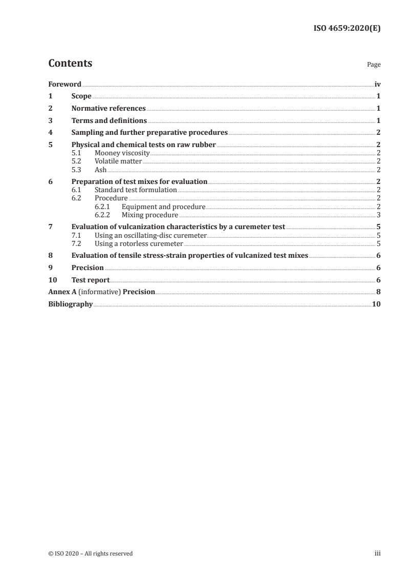 ISO 4659:2020 ISO 4659:2020 - Styrene-butadiene rubber (carbon black or carbon black and oil masterbatches) — Evaluation procedure/18/2020 - Page 3 preview