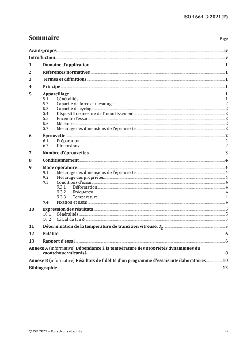 ISO 4664-3:2021 ISO 4664-3:2021 - Caoutchouc vulcanisé ou thermoplastique — Détermination des propriétés dynamiques — Partie 3: Température de transition vitreuse (Tg)/24/2021 - Page 3 preview