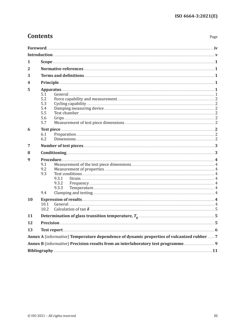 ISO 4664-3:2021 ISO 4664-3:2021 - Rubber, vulcanized or thermoplastic — Determination of dynamic properties — Part 3: Glass transition temperature (Tg)/24/2021 - Page 3 preview