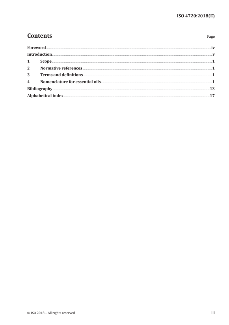ISO 4720:2018 ISO 4720:2018 - Essential oils — Nomenclature/30/2018 - Page 3 preview