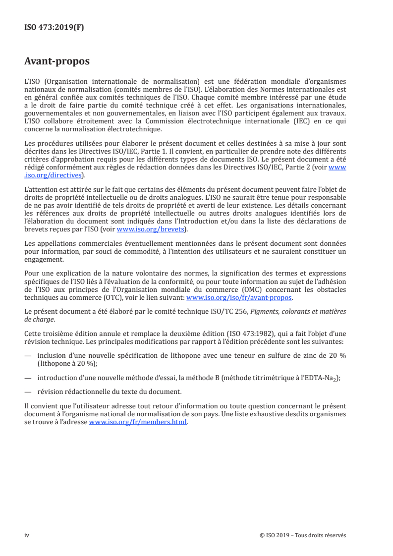 ISO 473:2019 ISO 473:2019 - Lithopone — Exigences générales et méthodes d'essai/28/2020 - Page 4 preview