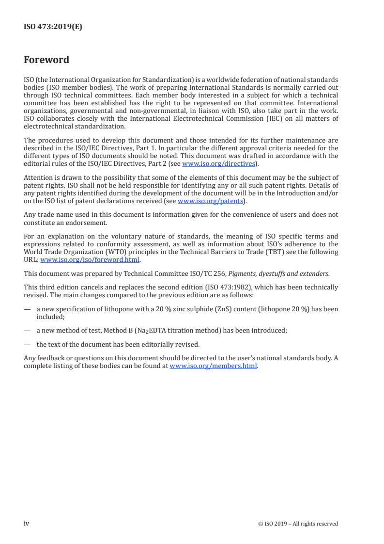 ISO 473:2019 ISO 473:2019 - Lithopone pigments — General requirements and methods of testing/28/2019 - Page 4 preview