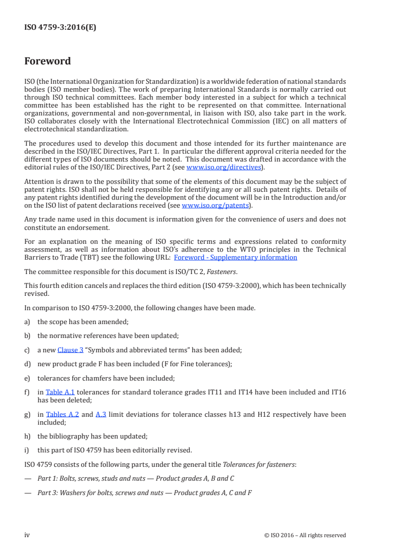 ISO 4759-3:2016 ISO 4759-3:2016 - Tolerances for fasteners — Part 3: Washers for bolts, screws and nuts — Product grades A, C and F/1/2016 - Page 4 preview