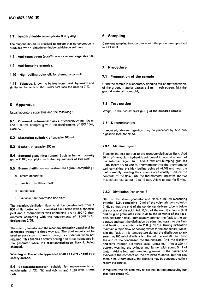 SIST ISO 4876:1995 ISO 4876:1980 - Tobacco and tobacco products — Determination of maleic hydrazide residues/1/1980 - Page 4 preview
