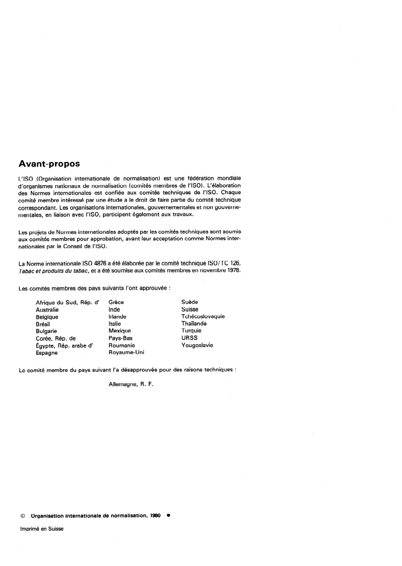 SIST ISO 4876:1995 ISO 4876:1980 - Tabac et produits du tabac — Détermination des résidus d'hydrazide maléique/1/1980 - Page 2 preview