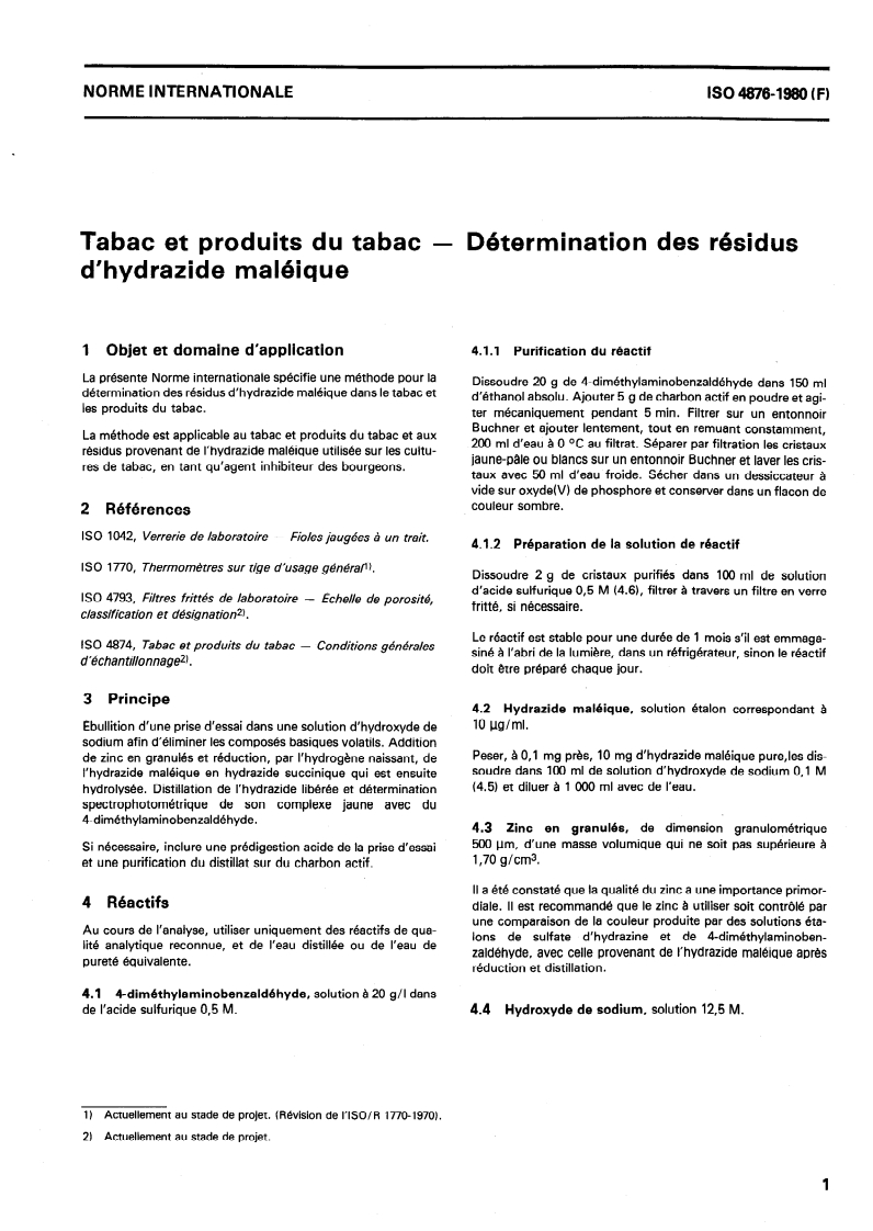 SIST ISO 4876:1995 ISO 4876:1980 - Tabac et produits du tabac — Détermination des résidus d'hydrazide maléique/1/1980 - Page 3 preview