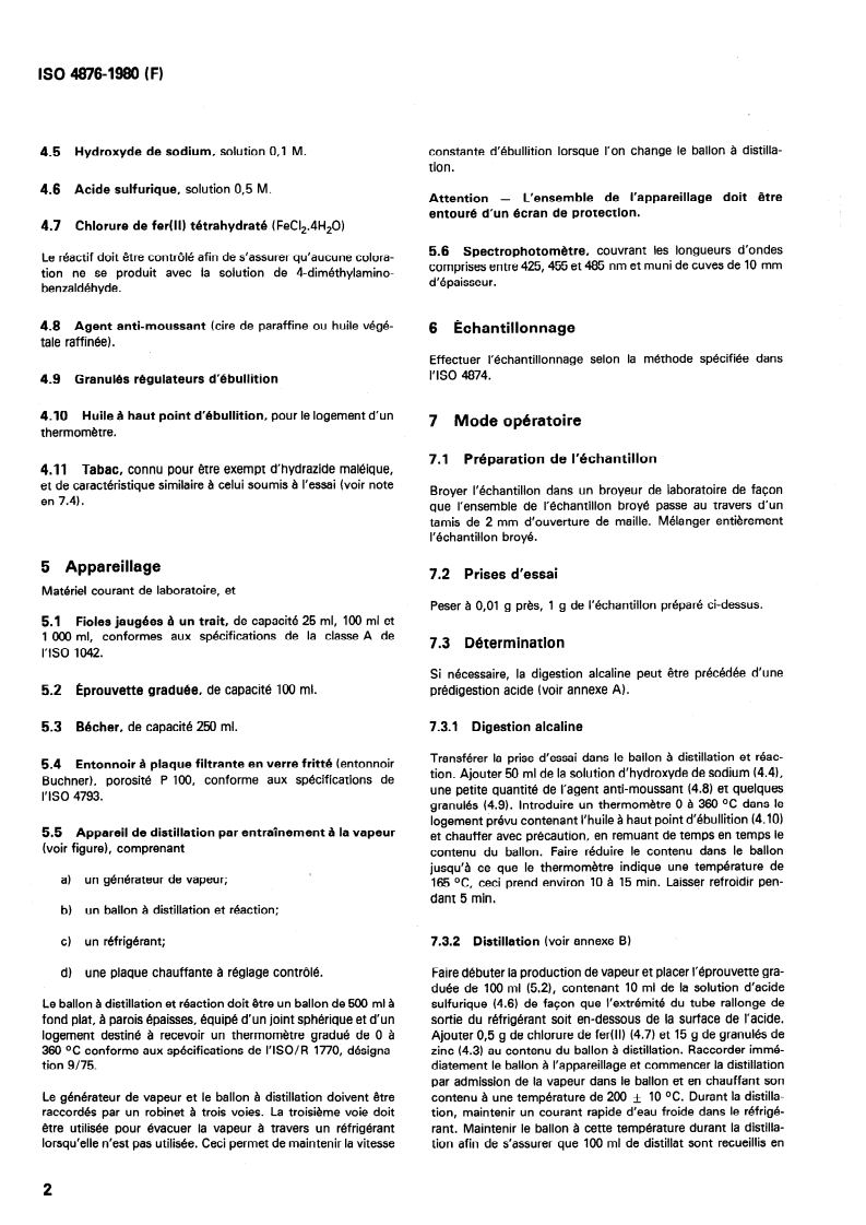 SIST ISO 4876:1995 ISO 4876:1980 - Tabac et produits du tabac — Détermination des résidus d'hydrazide maléique/1/1980 - Page 4 preview