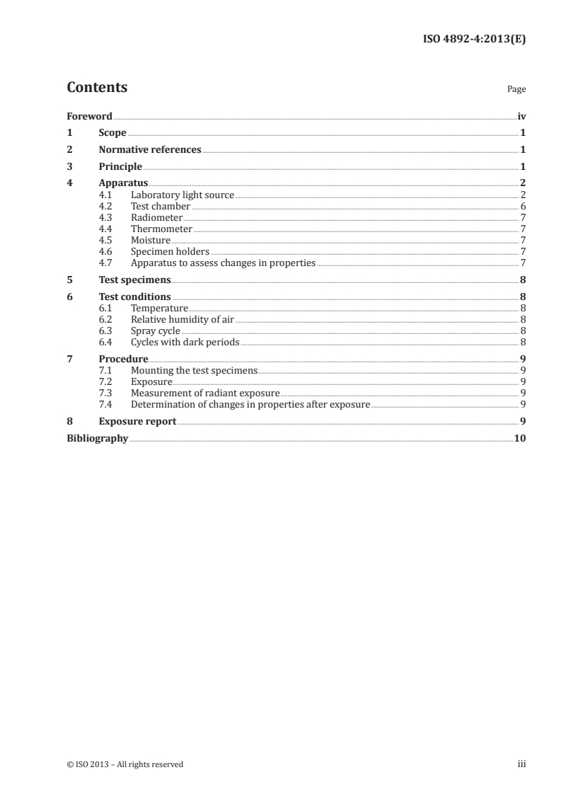 SIST ISO 4892-4:2015 ISO 4892-4:2013 - Plastics — Methods of exposure to laboratory light sources — Part 4: Open-flame carbon-arc lamps/5/2013 - Page 3 preview