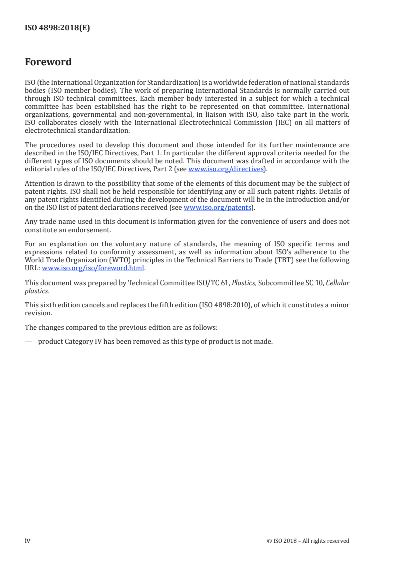 ISO 4898:2018 ISO 4898:2018 - Rigid cellular plastics — Thermal insulation products for buildings — Specifications/21/2018 - Page 4 preview