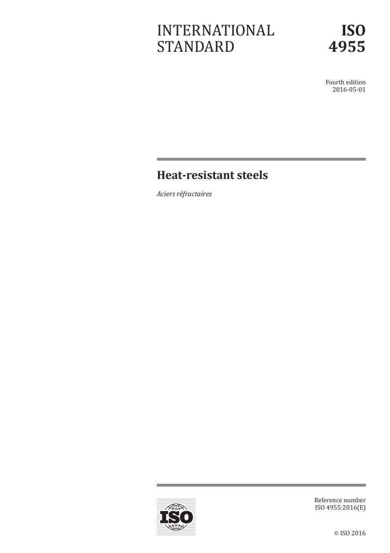 ISO 4955:2016 ISO 4955:2016 - Heat-resistant steels/29/2016 - Page 1 preview