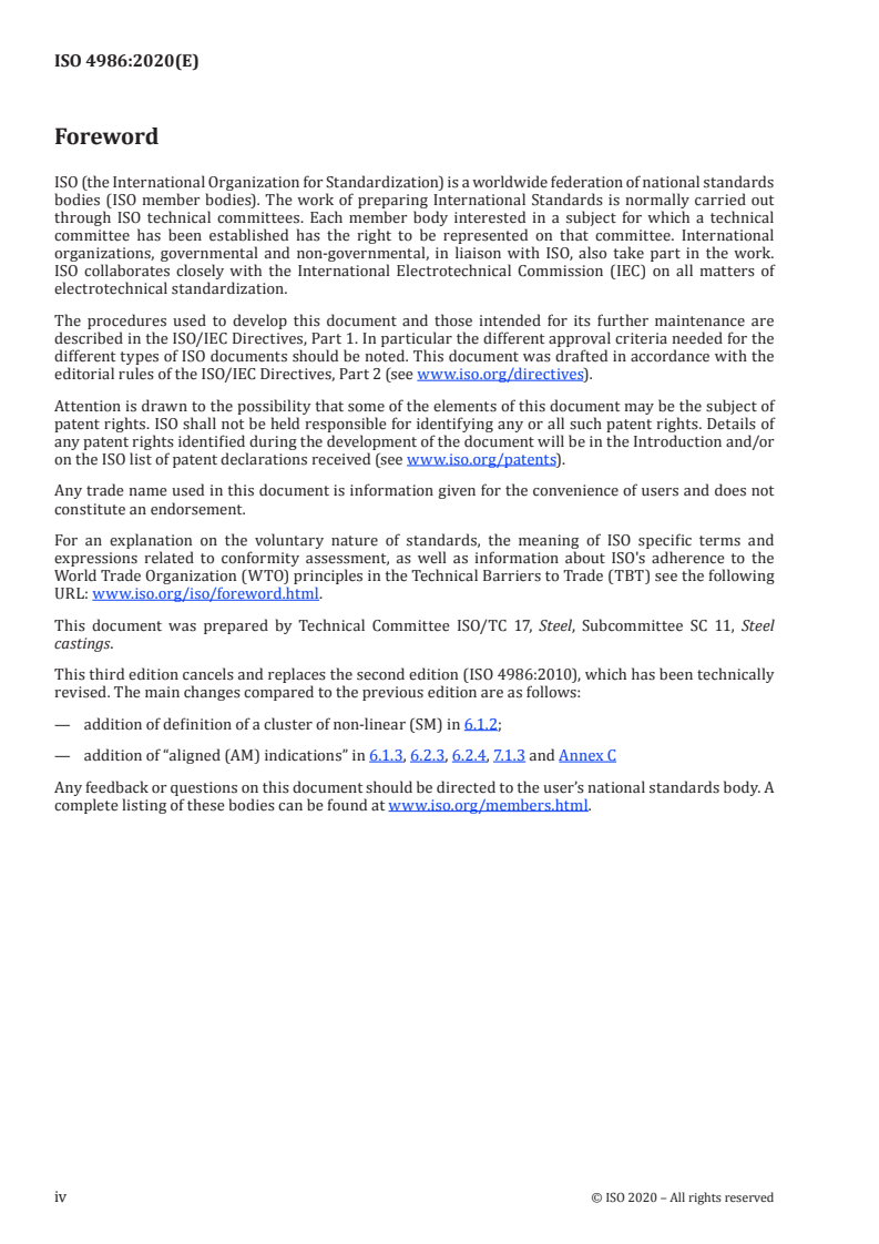 ISO 4986:2020 ISO 4986:2020 - Steel and iron castings — Magnetic particle testing/11/2020 - Page 4 preview