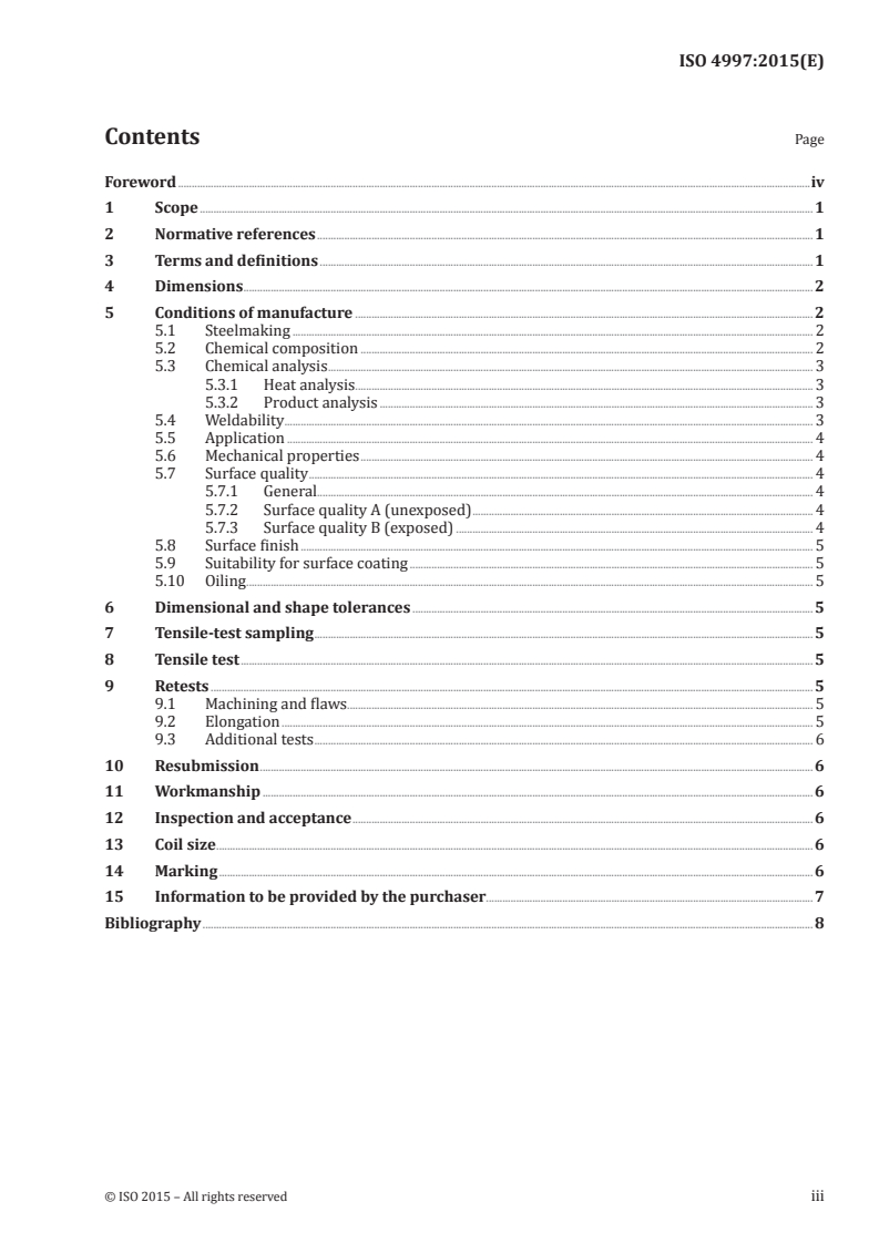 ISO 4997:2015 ISO 4997:2015 - Cold-reduced carbon steel sheet of structural quality/19/2015 - Page 3 preview