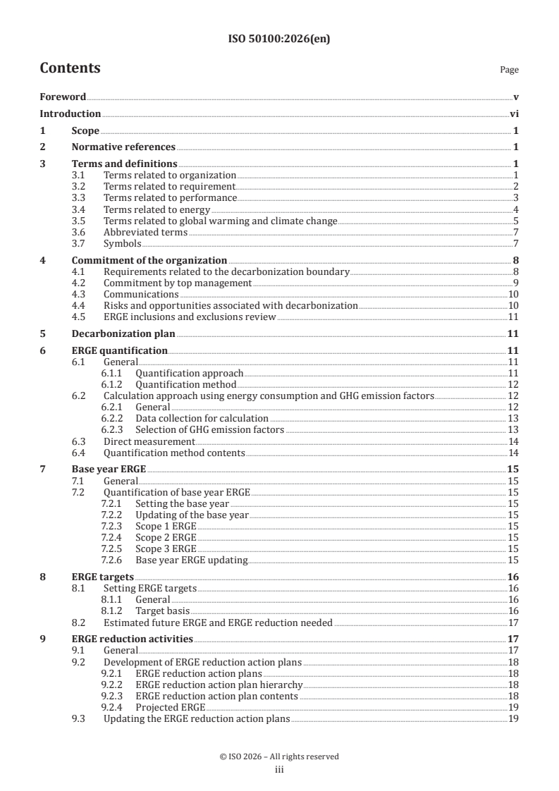 ISO 50100:2026 ISO 50100:2026 - Energy management systems and energy savings — Decarbonization — Requirements with guidance for use - Page 3 preview