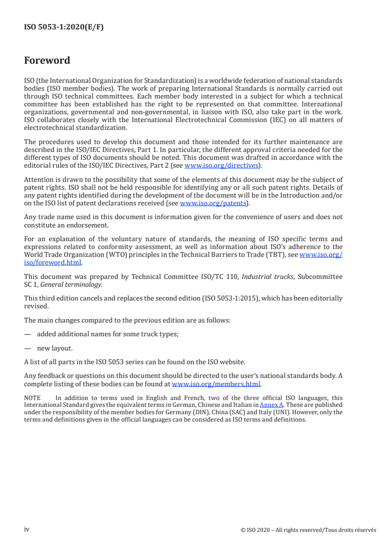 ISO 5053-1:2020 ISO 5053-1:2020 - Industrial trucks — Vocabulary — Part 1: Types of industrial trucks/4/2020 - Page 4 preview