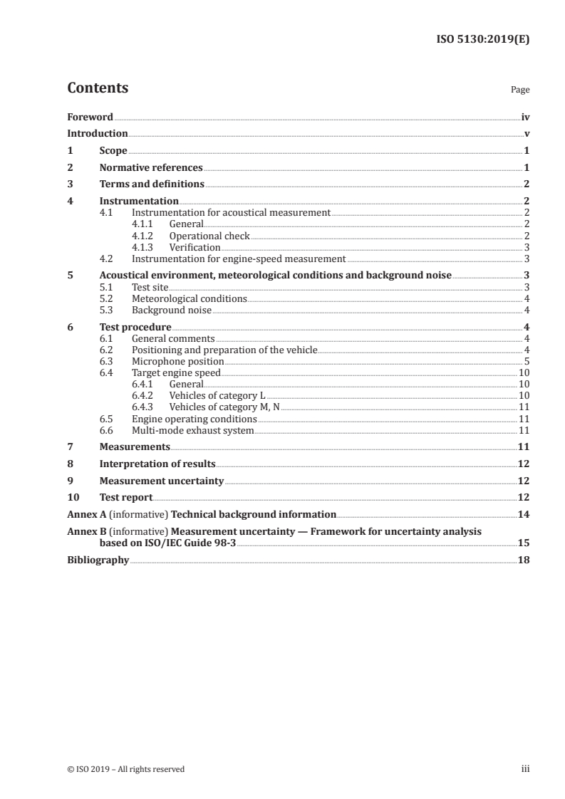 ISO 5130:2019 ISO 5130:2019 - Acoustics — Measurements of sound pressure level emitted by stationary road vehicles/12/2019 - Page 3 preview