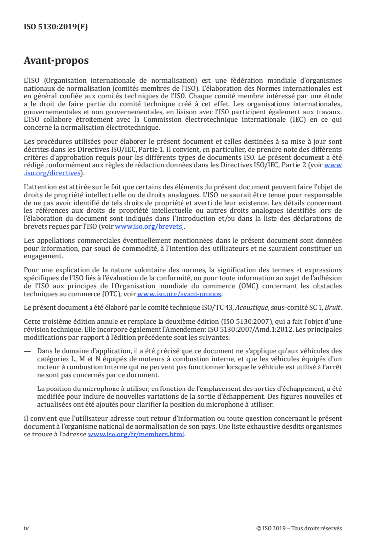 ISO 5130:2019 ISO 5130:2019 - Acoustique — Mesurage de la pression acoustique émise par les véhicules à l'arrêt/23/2019 - Page 4 preview