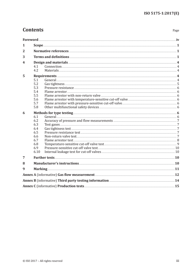 ISO 5175-1:2017 ISO 5175-1:2017 - Gas welding equipment — Safety devices — Part 1: Devices incorporating a flame (flashback) arrestor/17/2017 - Page 3 preview