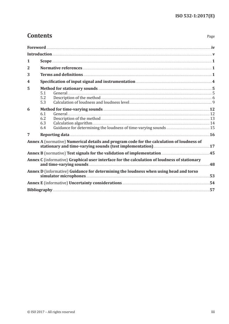 ISO 532-1:2017 ISO 532-1:2017 - Acoustics — Methods for calculating loudness — Part 1: Zwicker method/22/2017 - Page 3 preview