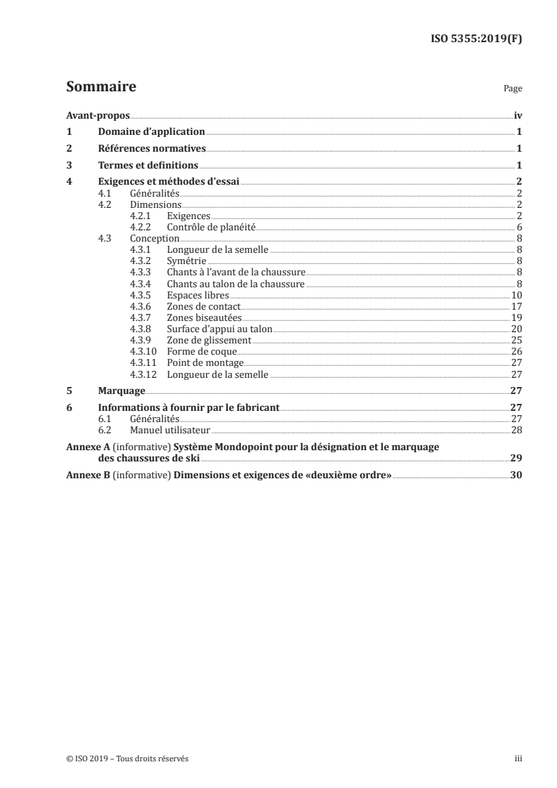 ISO 5355:2019 ISO 5355:2019 - Chaussures de ski pour skis alpins — Exigences et méthodes d'essai/25/2019 - Page 3 preview