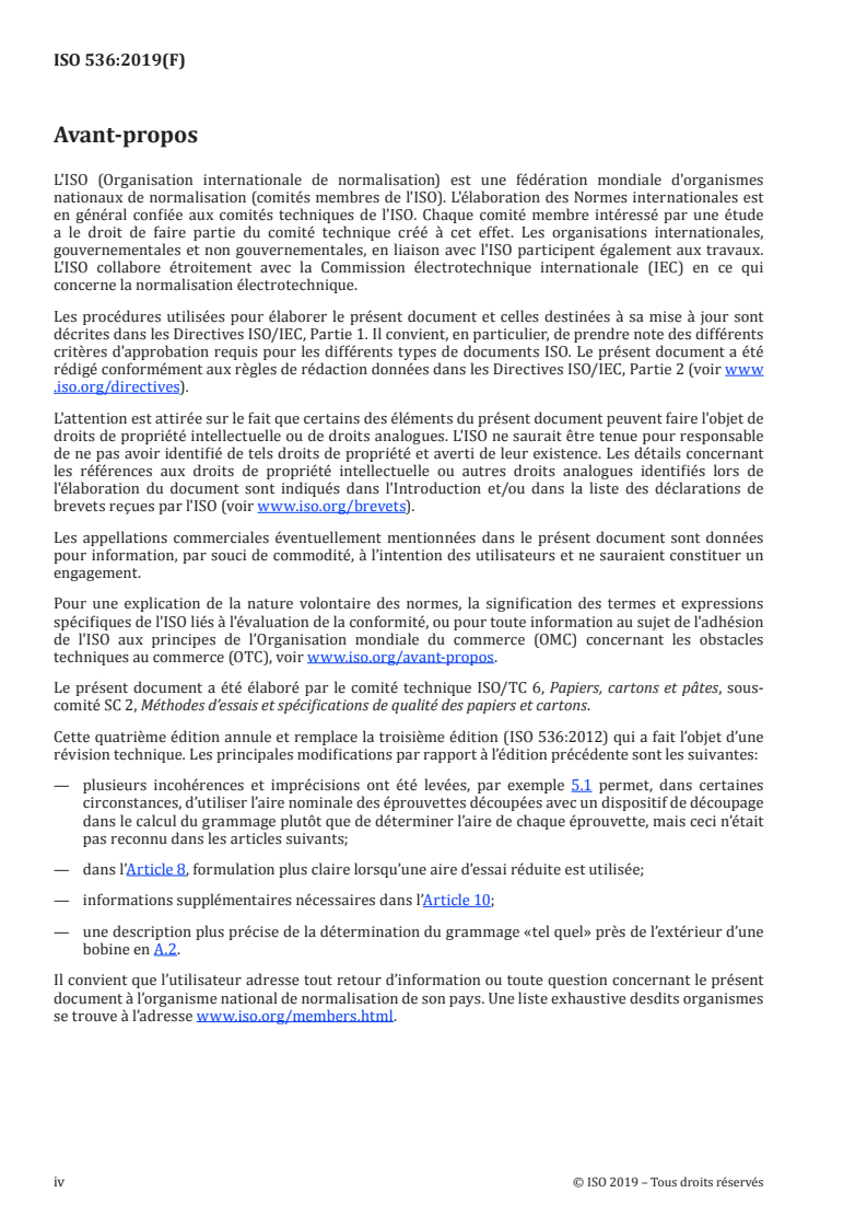 ISO 536:2019 ISO 536:2019 - Papier et carton — Détermination du grammage/3/2020 - Page 4 preview