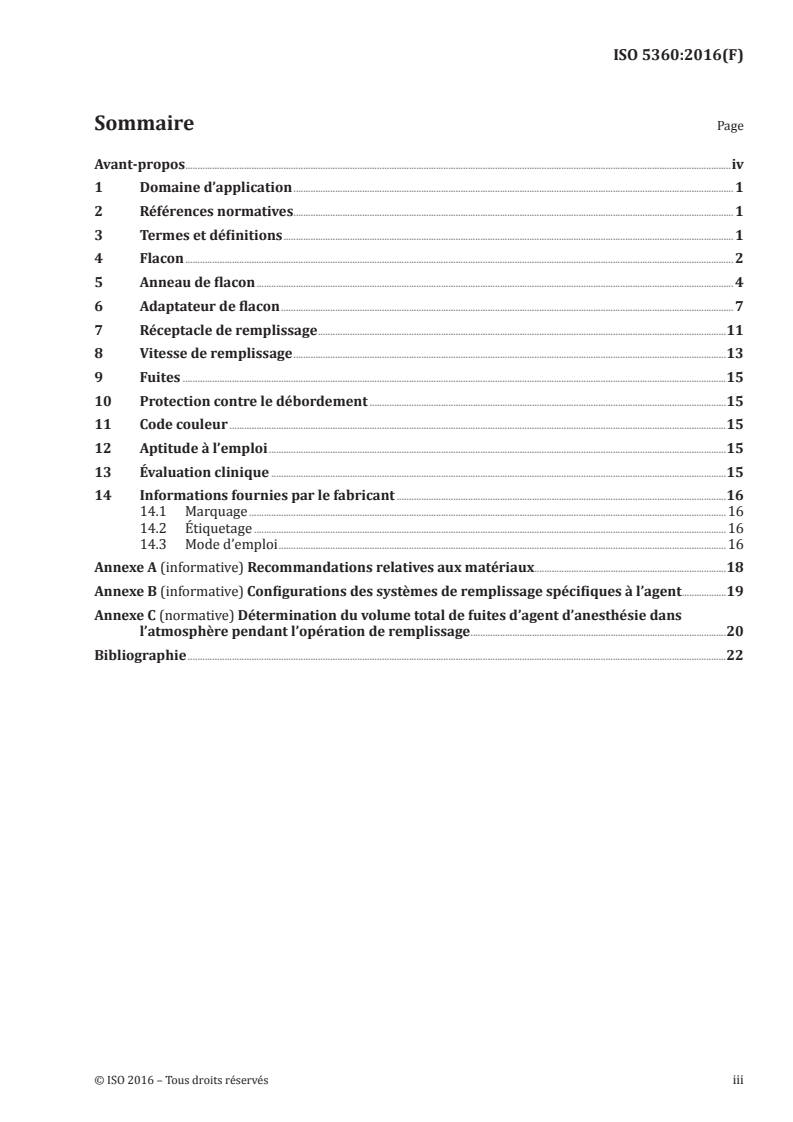 ISO 5360:2016 ISO 5360:2016 - Évaporateurs d'anesthésie — Systèmes de remplissage spécifiques à l'agent/12/2016 - Page 3 preview