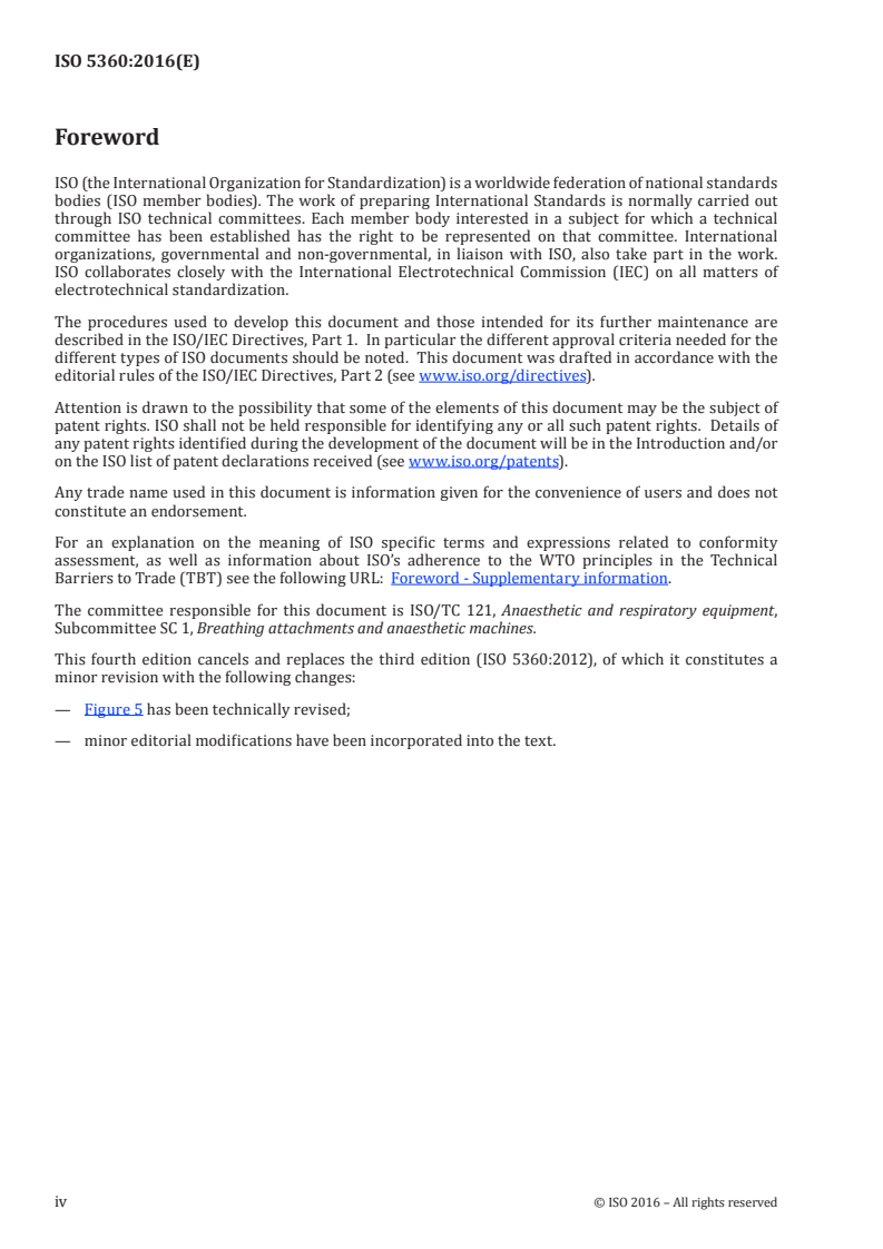 ISO 5360:2016 ISO 5360:2016 - Anaesthetic vaporizers — Agent-specific filling systems/12/2016 - Page 4 preview