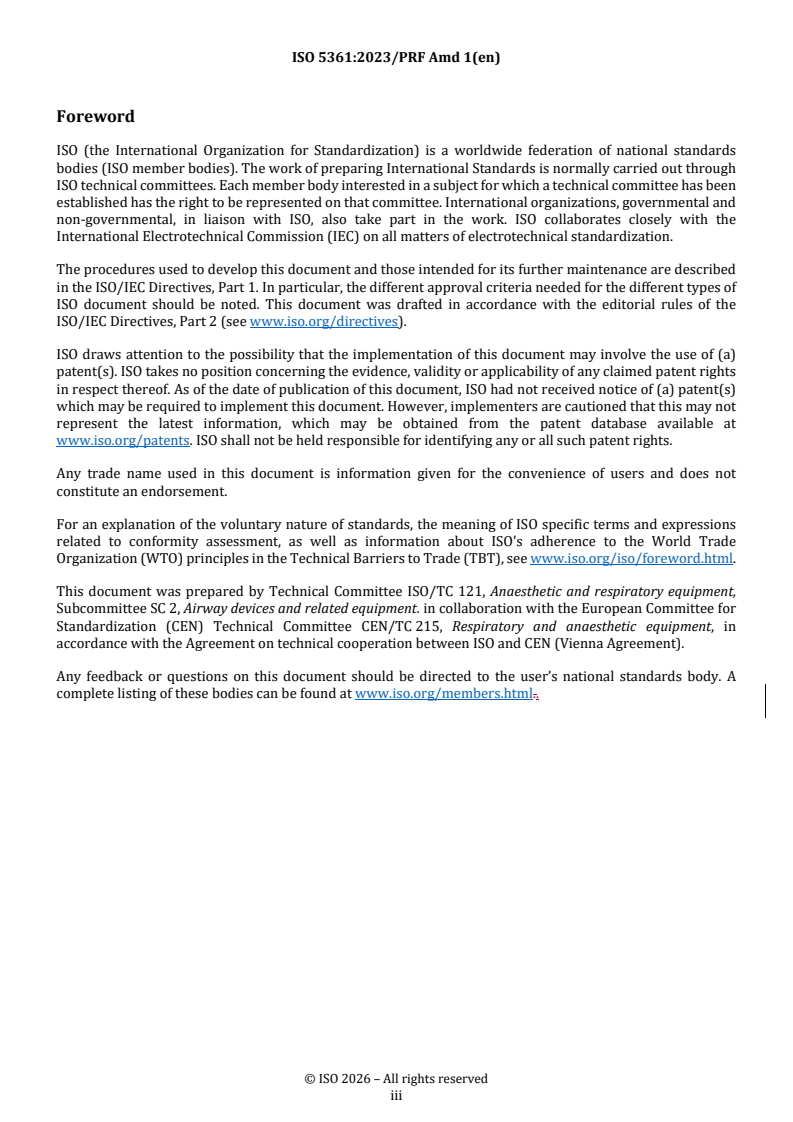 ISO 5361:2023/Amd 1 REDLINE ISO 5361:2023/PRF Amd 1 - Anaesthetic and respiratory equipment — Tracheal tubes and connectors — Amendment 1: Reinstatement of third edition S1 dimensions - Page 3 preview