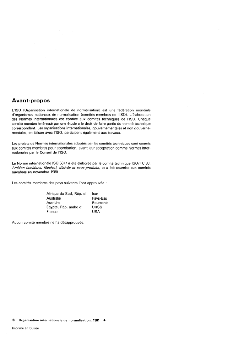 ISO 5377:1981 ISO 5377:1981 - Produits d'hydrolyse de l'amidon ou de la fécule — Détermination du pouvoir réducteur et de l'équivalent en dextrose — Méthode Lane et Eynon à titre constant/1/1981 - Page 2 preview