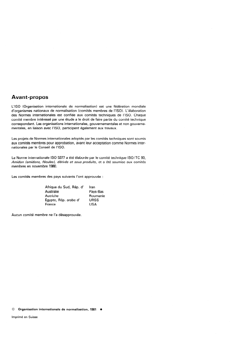ISO 5377:1981 ISO 5377:1981 - Produits d'hydrolyse de l'amidon ou de la fécule — Détermination du pouvoir réducteur et de l'équivalent en dextrose — Méthode Lane et Eynon à titre constant/1/1981 - Page 2 preview