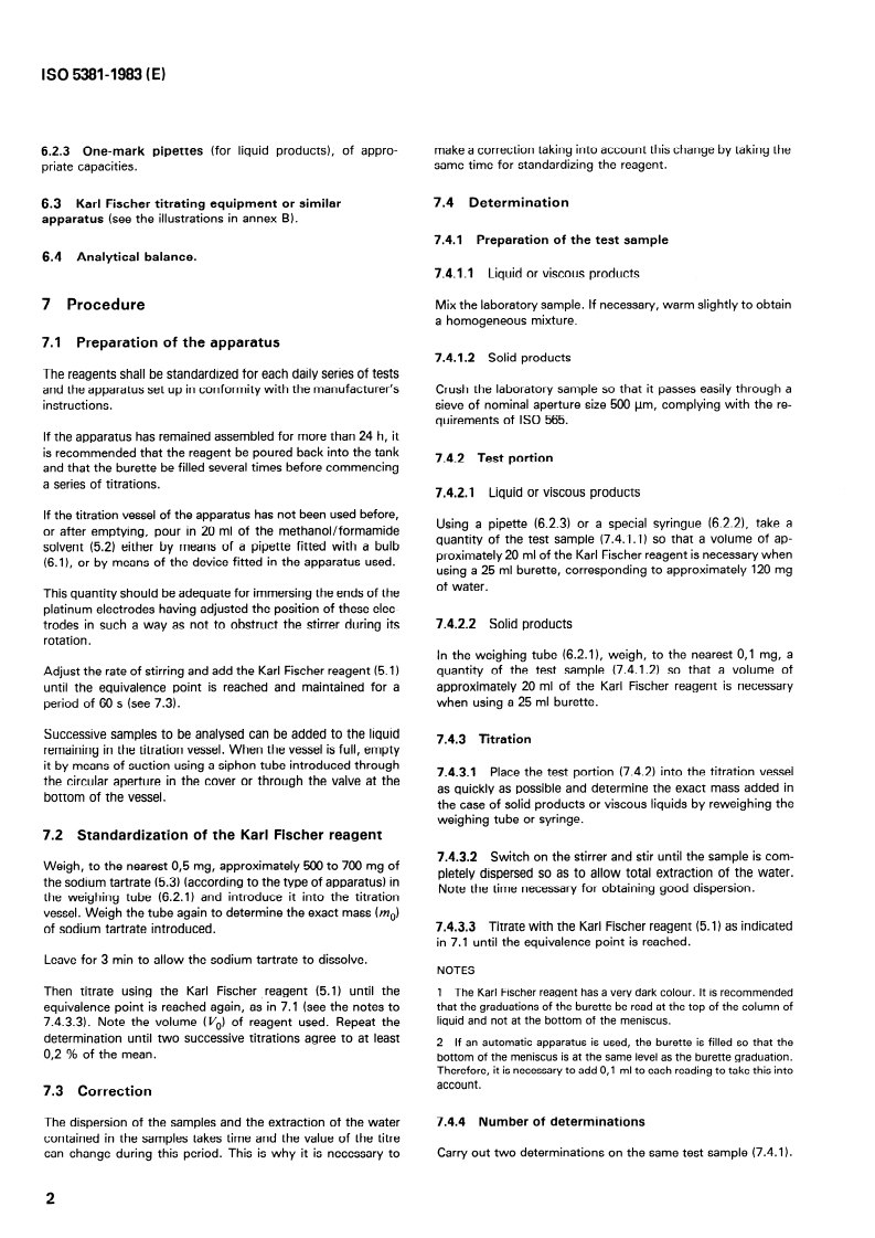 ISO 5381:1983 ISO 5381:1983 - Starch hydrolysis products — Determination of water content — Modified Karl Fischer method/1/1983 - Page 4 preview