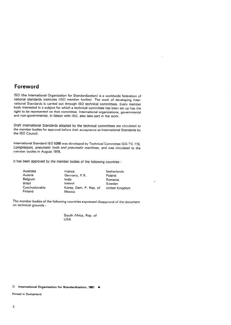 ISO 5388:1981 ISO 5388:1981 - Stationary air compressors — Safety rules and code of practice/1/1981 - Page 2 preview