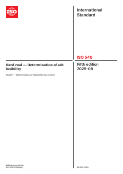 ISO 540:2025 - Hard coal — Determination of ash fusibility
Released:8. 08. 2025 - Page 1 preview