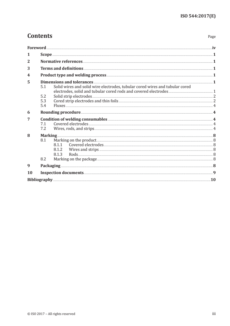 ISO 544:2017 ISO 544:2017 - Welding consumables — Technical delivery conditions for filler materials and fluxes — Type of product, dimensions, tolerances and markings/17/2017 - Page 3 preview