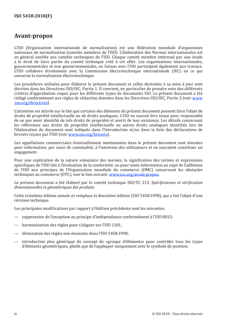 ISO 5458:2018 ISO 5458:2018 - Spécification géométrique des produits (GPS) — Tolérancement géométrique — Spécification géométrique de groupes d'éléments et spécification géométrique combinée/24/2018 - Page 4 preview