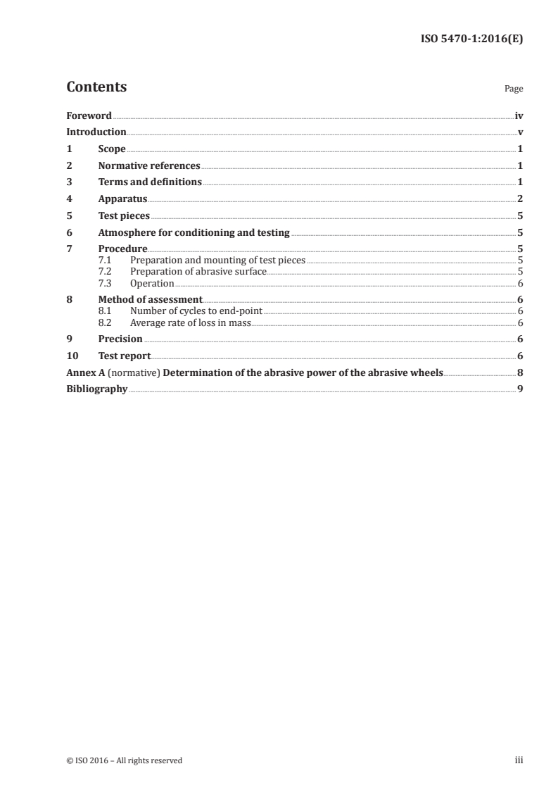 ISO 5470-1:2016 ISO 5470-1:2016 - Rubber- or plastics-coated fabrics — Determination of abrasion resistance — Part 1: Taber abrader/7/2016 - Page 3 preview