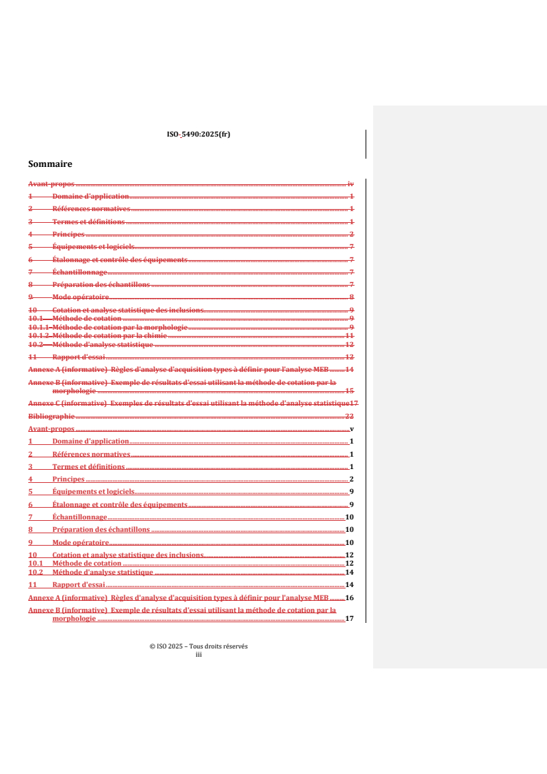 ISO 5490:2025 REDLINE ISO 5490:2025 - Acier — Cotation et classification des inclusions non métalliques à l'aide du microscope électronique à balayage - Page 3 preview