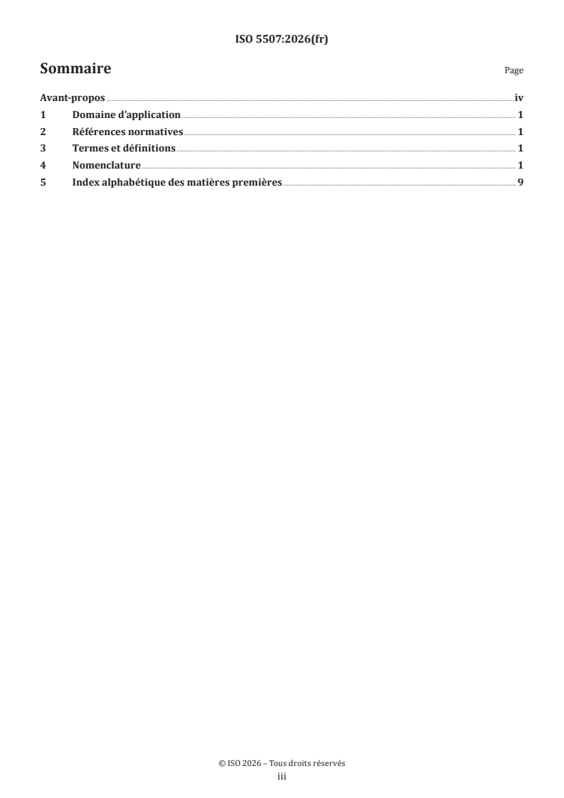 ISO 5507:2026 ISO 5507:2026 - Graines oléagineuses, corps gras d'origine végétale — Nomenclature - Page 3 preview