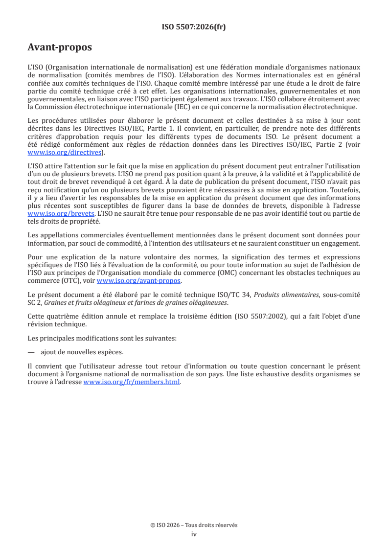 ISO 5507:2026 ISO 5507:2026 - Graines oléagineuses, corps gras d'origine végétale — Nomenclature - Page 4 preview