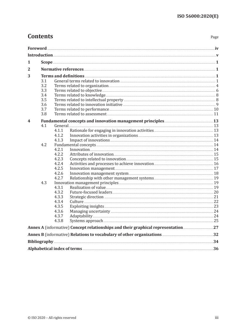 ISO 56000:2020 ISO 56000:2020 - Innovation management — Fundamentals and vocabulary/18/2020 - Page 3 preview