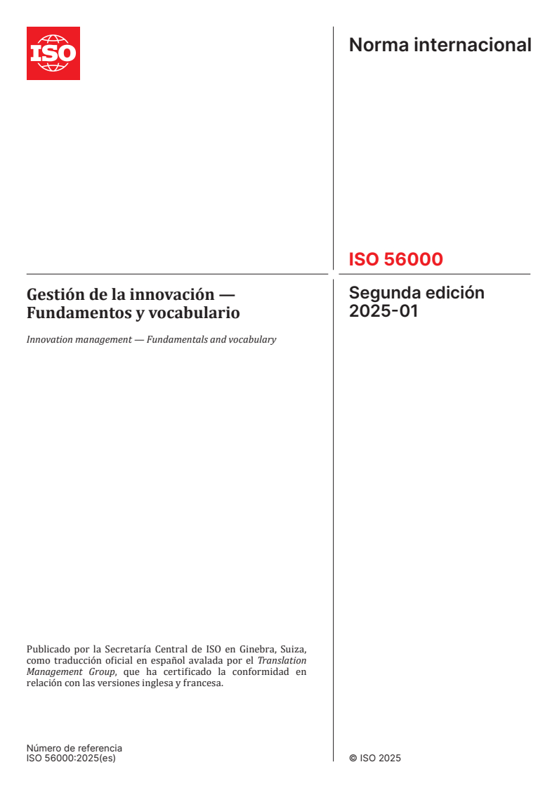 ISO 56000:2025 - Innovation management — Fundamentals and vocabulary
Released:16. 07. 2025