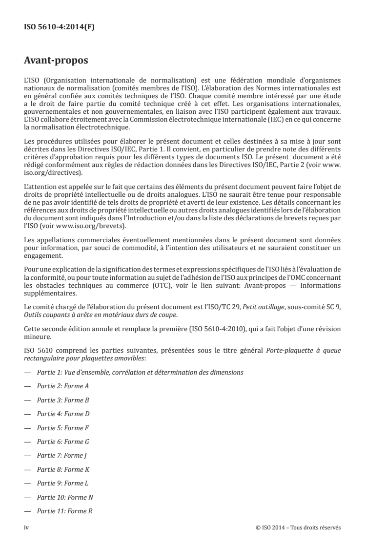 ISO 5610-4:2014 ISO 5610-4:2014 - Porte-plaquette à queue rectangulaire pour plaquettes amovibles — Partie 4: Forme D/21/2014 - Page 4 preview