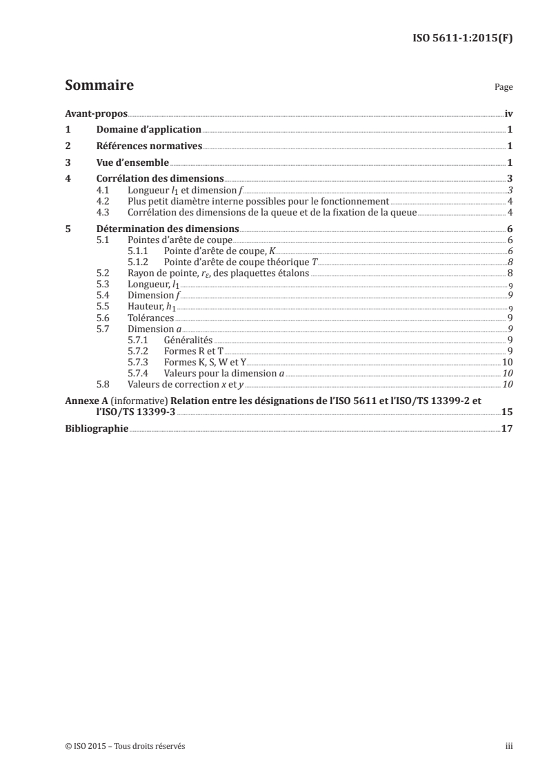 ISO 5611-1:2015 ISO 5611-1:2015 - Cartouches du type A pour plaquettes amovibles — Partie 1: Vue d'ensemble, corrélation et détermination des dimensions/18/2015 - Page 3 preview