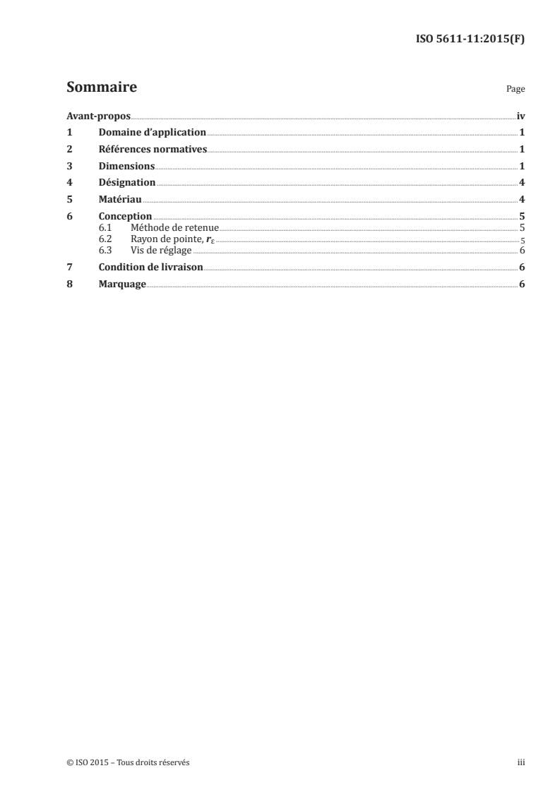 ISO 5611-11:2015 ISO 5611-11:2015 - Cartouches du type A pour plaquettes amovibles — Partie 11: Forme W/18/2015 - Page 3 preview