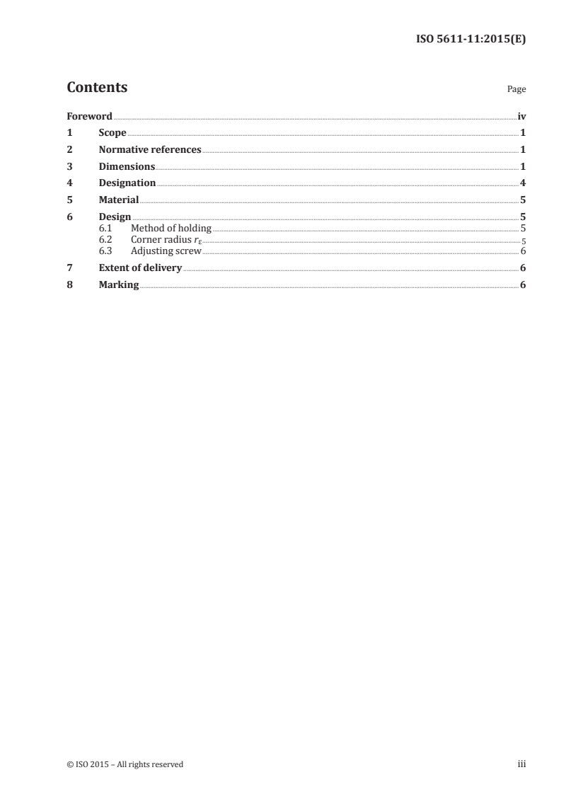 ISO 5611-11:2015 ISO 5611-11:2015 - Cartridges, type A, for indexable inserts — Part 11: Style W/18/2015 - Page 3 preview