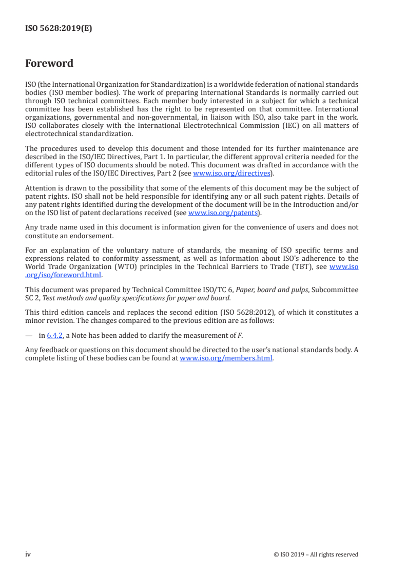 SIST ISO 5628:2020 ISO 5628:2019 - Paper and board — Determination of bending stiffness — General principles for two-point, three-point and four-point methods/14/2019 - Page 4 preview