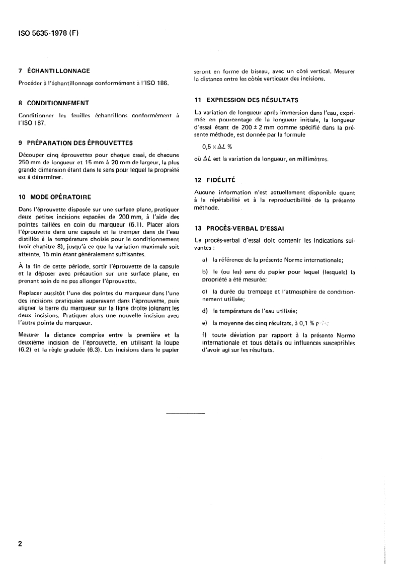 ISO 5635:1978 ISO 5635:1978 - Papier — Mesurage des variations dimensionnelles après immersion dans l'eau/1/1978 - Page 4 preview